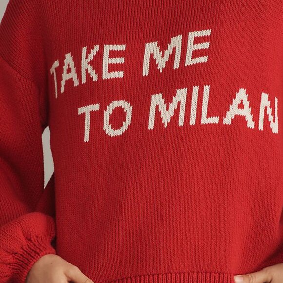 Anthropologie Maeve Graphic City Sweater size 2XS XXS new red color - Picture 2 of 6